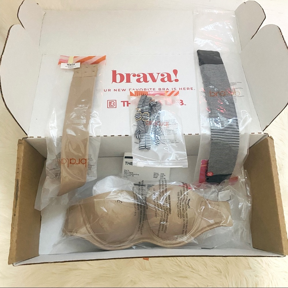 The Bra Lab, Nude / Pinstripe Set! B Cup Multi-Way